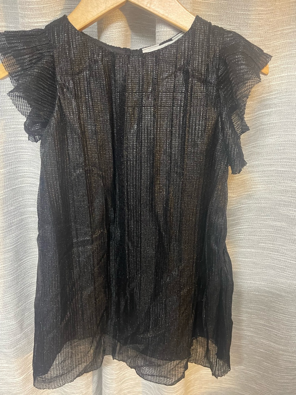 H&M Black Metallic Flutter Sleeve Dress